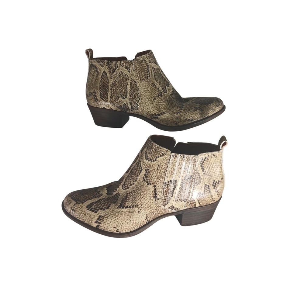 Lucky Brand‎ Bimore Ankle Boots Snake Print Leather Women's Size 7.5 M